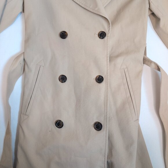 J.Crew Tan Double-Breasted Trench Coat 2P Petite - Picture 7 of 13